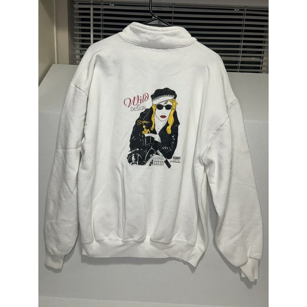 VINTAGE Fashion Jerzees Sweater Biker XL 1/4 Zip Super Sweat Mock Neck